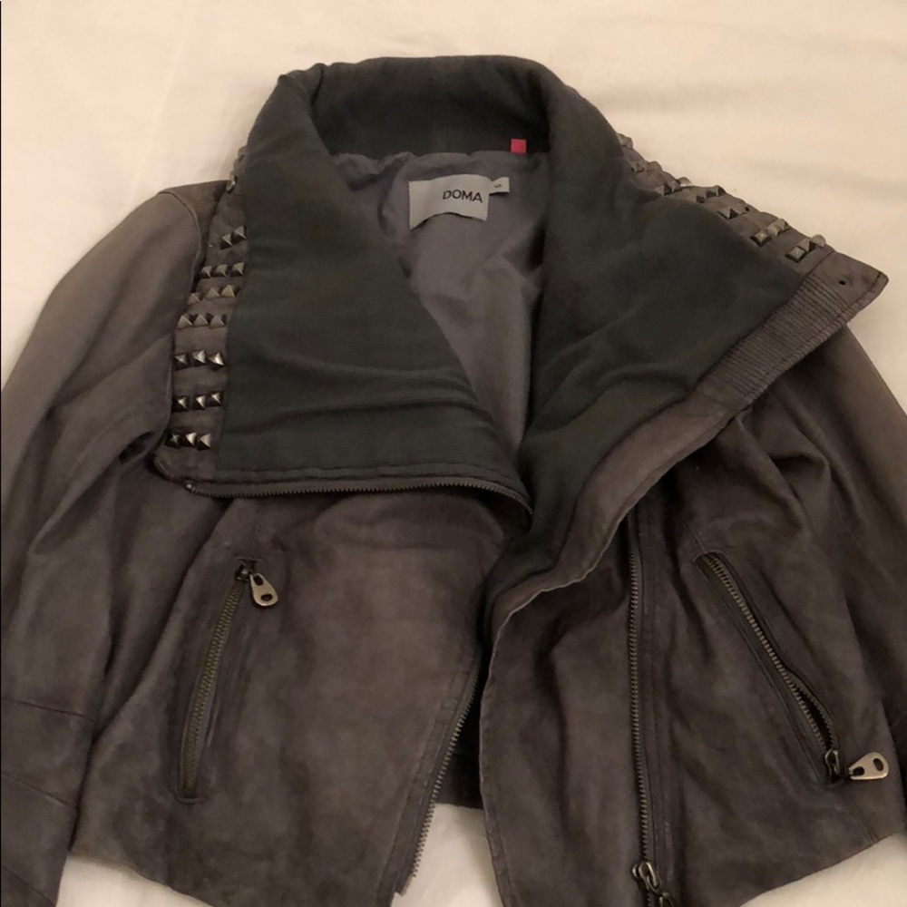 Gray Authentic Leather Jacket - image 3